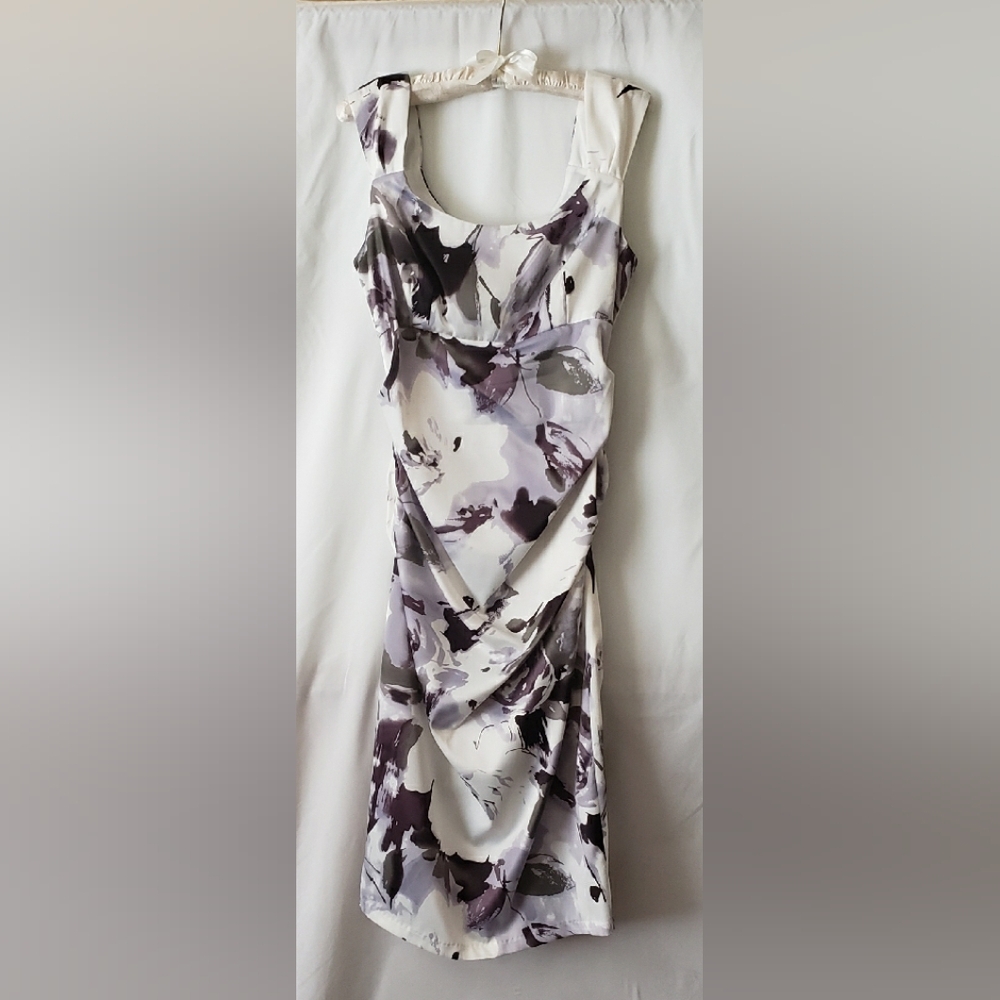London Times Purple Floral Midi Dress